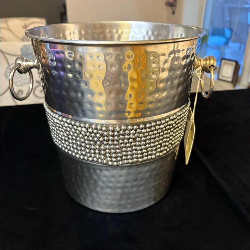 Cynthia Rawley Hammered Stainless Steel Ice Bucket - Picture 3 of 8